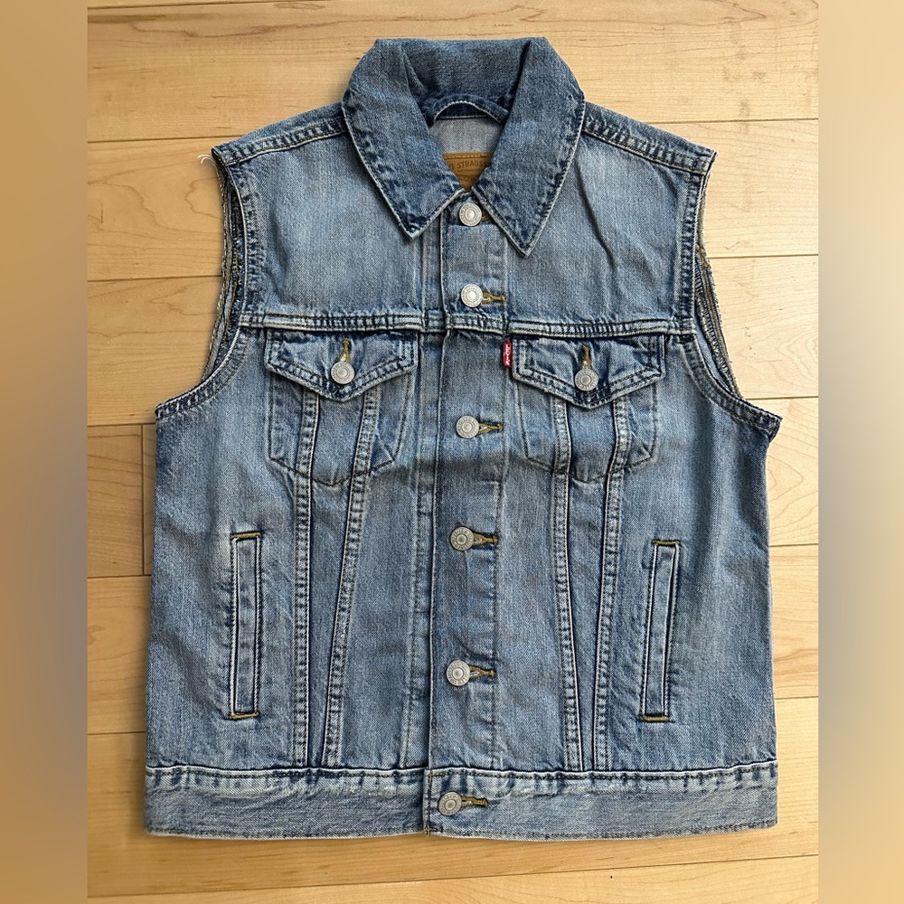 Levi's Premium Cut-Off Denim Jean Blue Vest (XS)